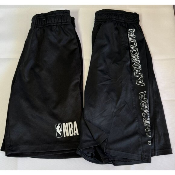2 Pair Under Armour Boys Athletic Shorts Sz L Black Pull On Activewear Gym Class - Picture 1 of 13